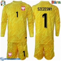 Fotballdrakt Barn Polen Wojciech Szczesny #1 Keeper Hjemmedraktsett EM 2024 Langermet (+ Korte bukser)